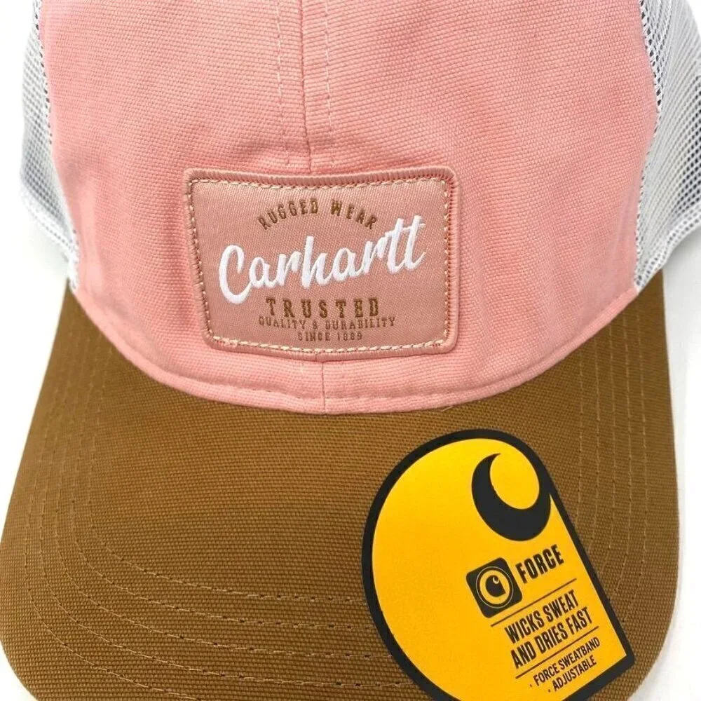 Carhartt 105789 Women's Canvas Mesh-Back Trucker Hat Cherry Blossom